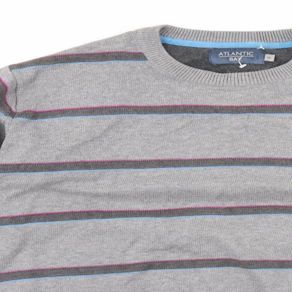 Atlantic Womens Grey Striped  Pullover Jumper Size M
