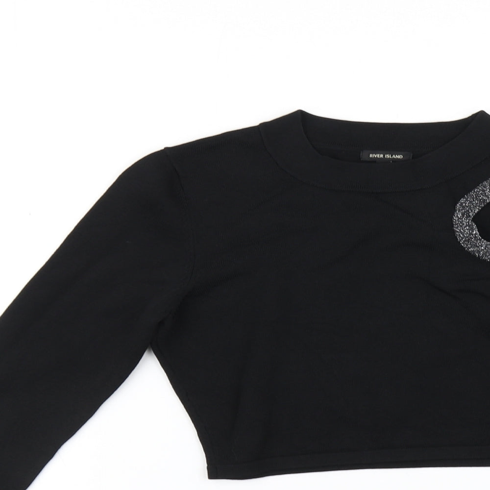 River Island Womens Black   Basic T-Shirt Size 10
