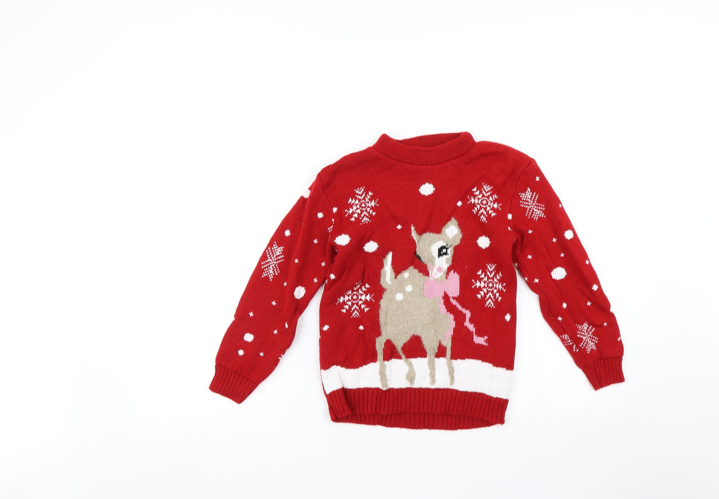 Impulse Girls Red   Pullover Jumper Size 7-8 Years  - Christmas