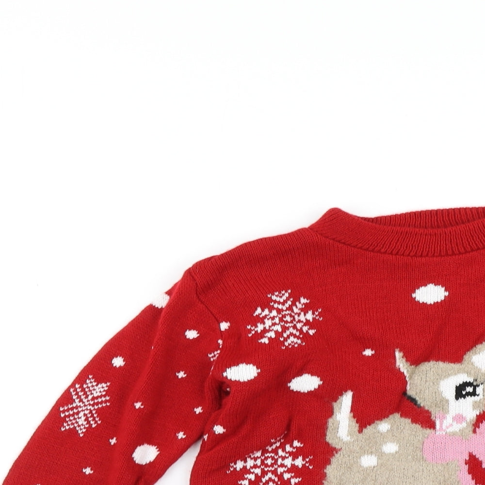 Impulse Girls Red   Pullover Jumper Size 7-8 Years  - Christmas