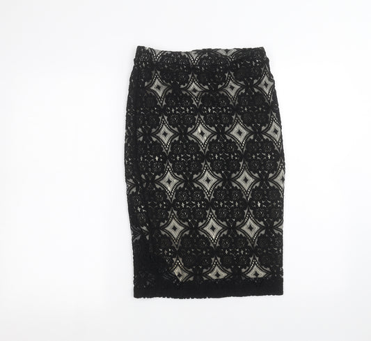 Front view of F&F women’s black peasant skirt, size UK 6