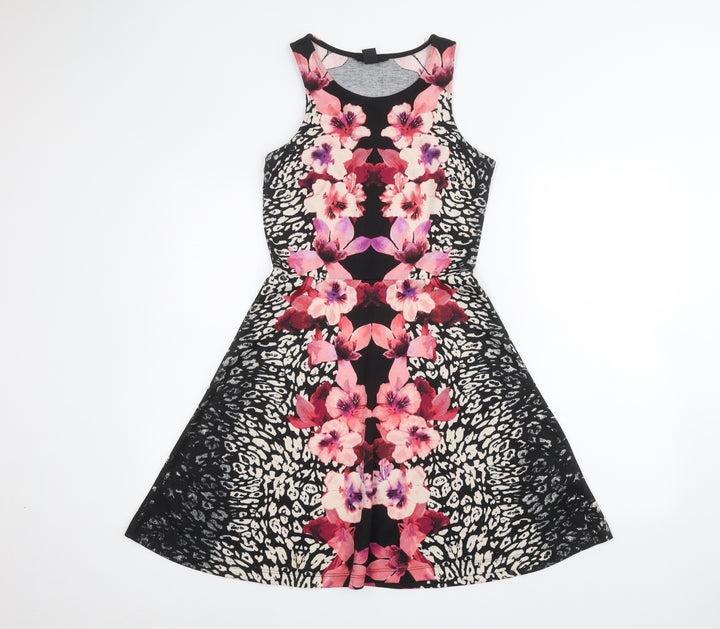 H&M Womens Black Floral  A-Line  Size S
