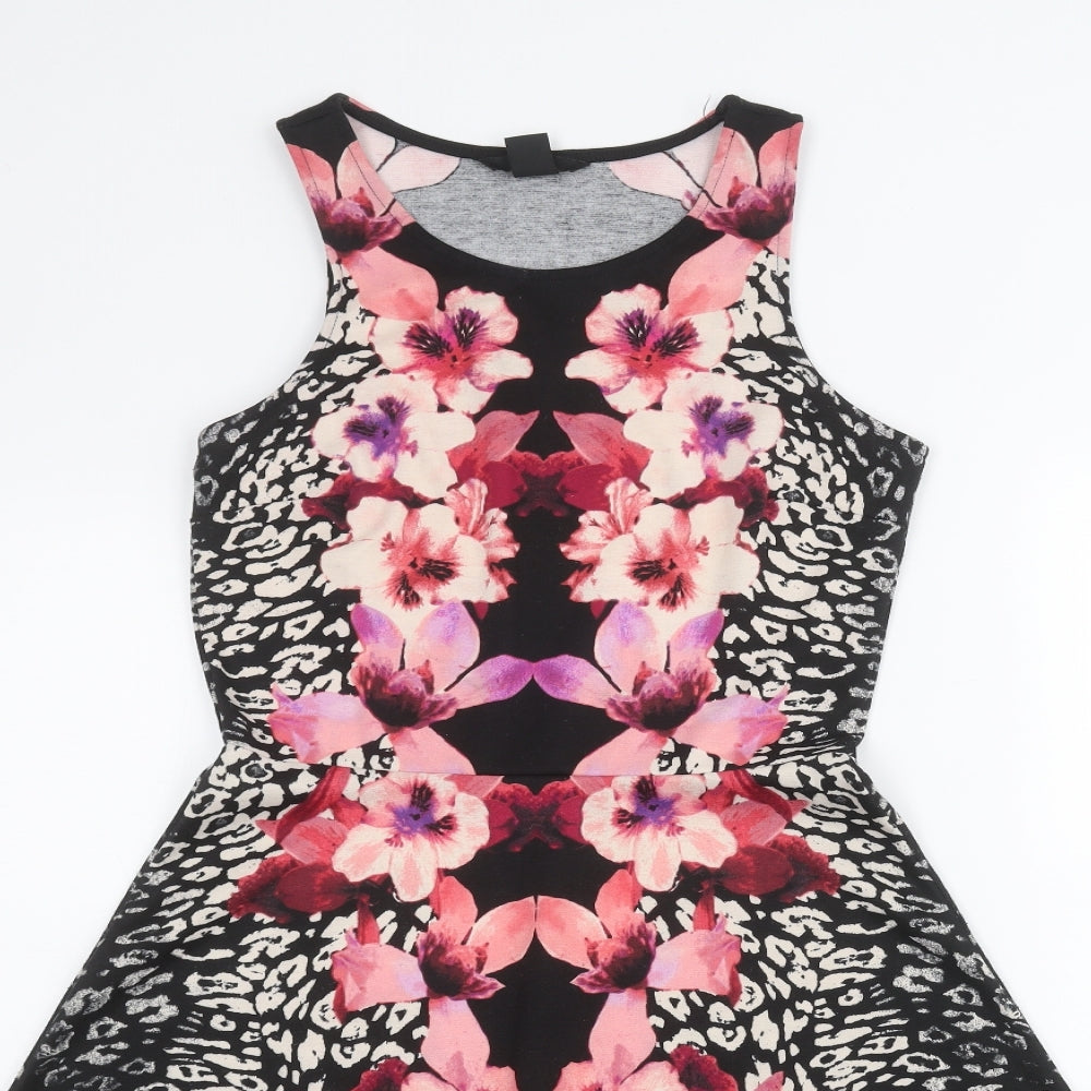 H&M Womens Black Floral  A-Line  Size S