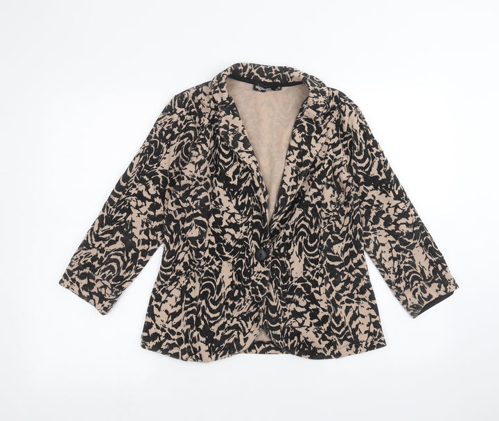Signage Womens Brown Animal Print Jacket Size 10