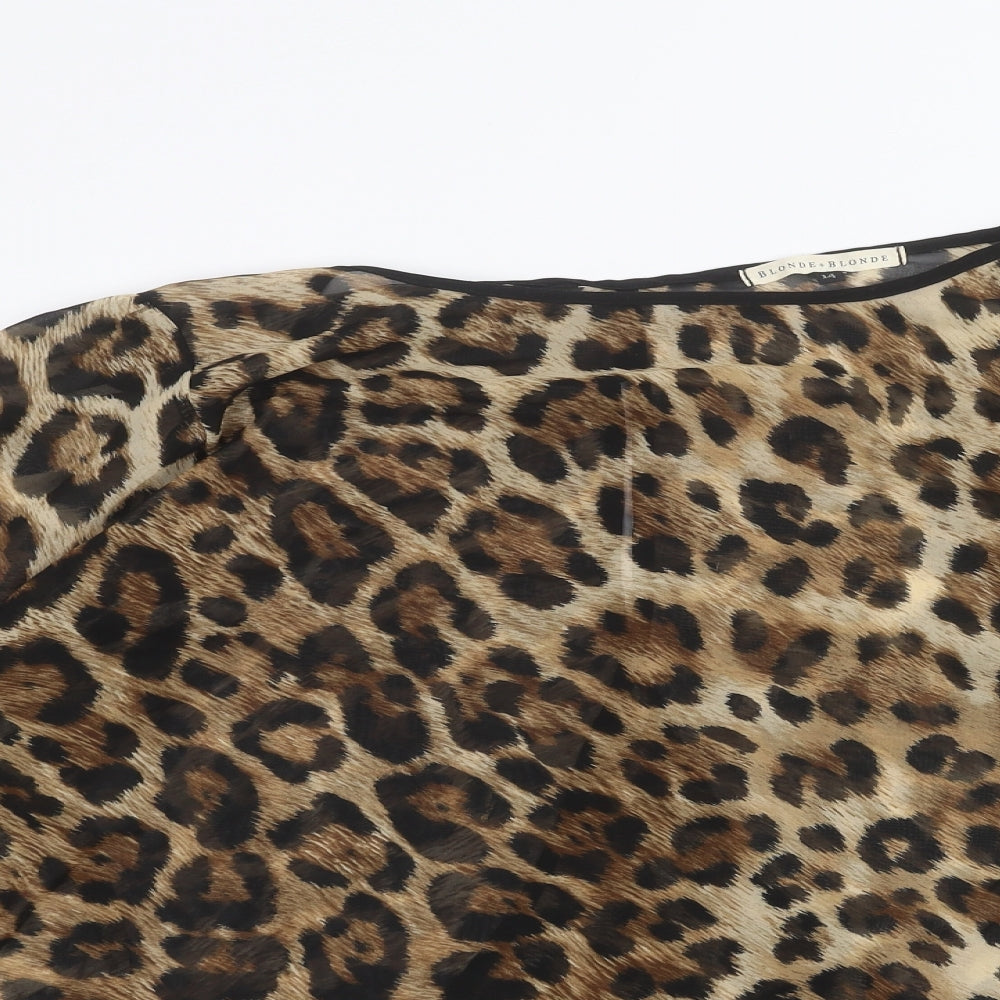 Blonde & Blonde Womens Brown Animal Print  Basic Blouse Size 14