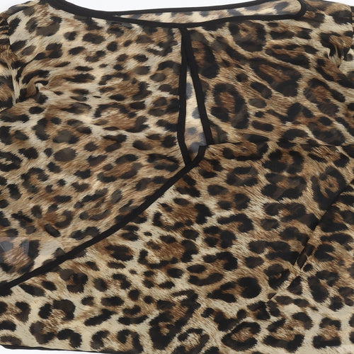 Blonde & Blonde Womens Brown Animal Print  Basic Blouse Size 14