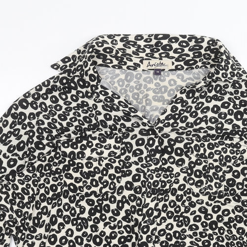 Arista Womens White Polka Dot  Basic Button-Up Size 14