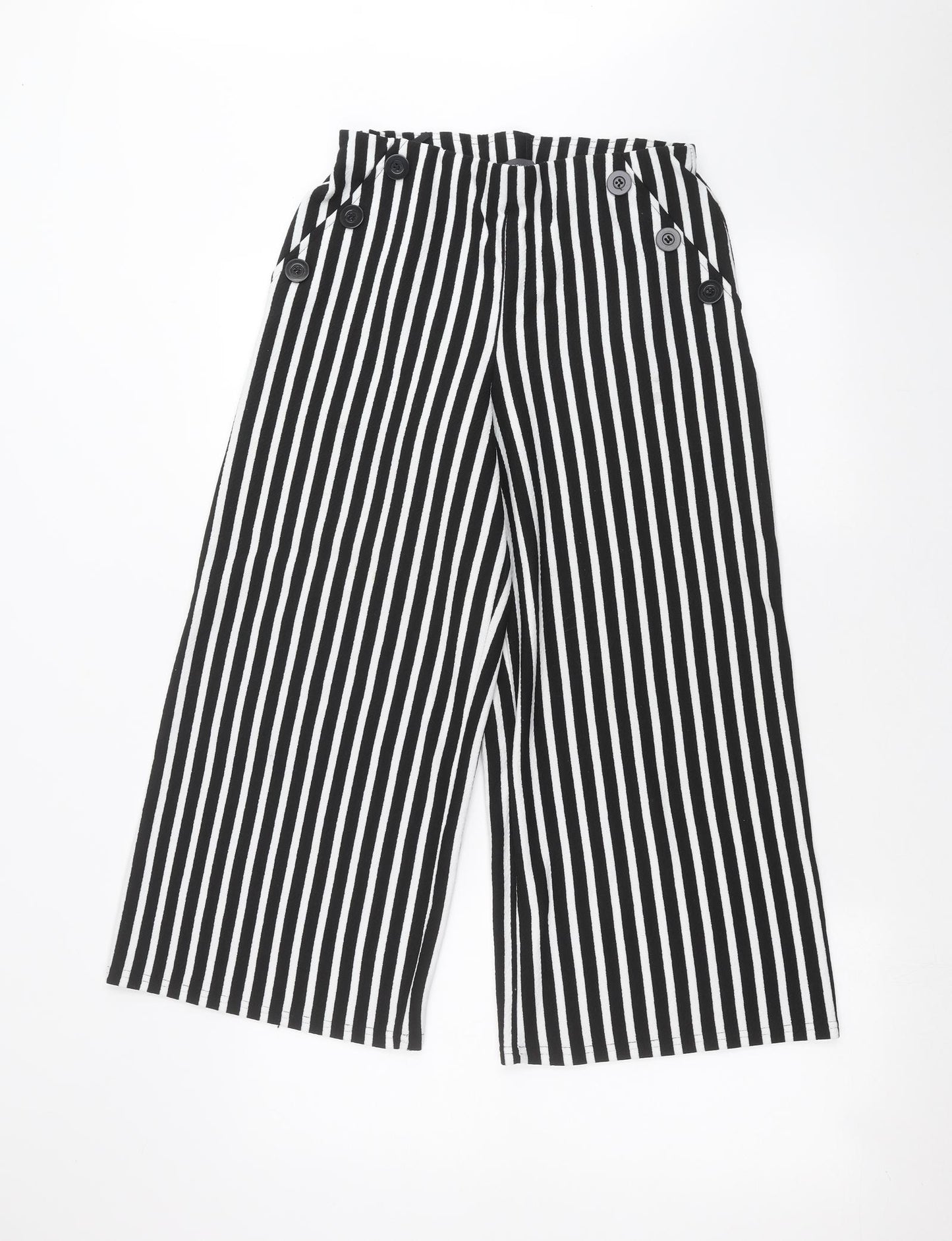 Primark Womens White Striped  Cropped Trousers Size 10 L21 in