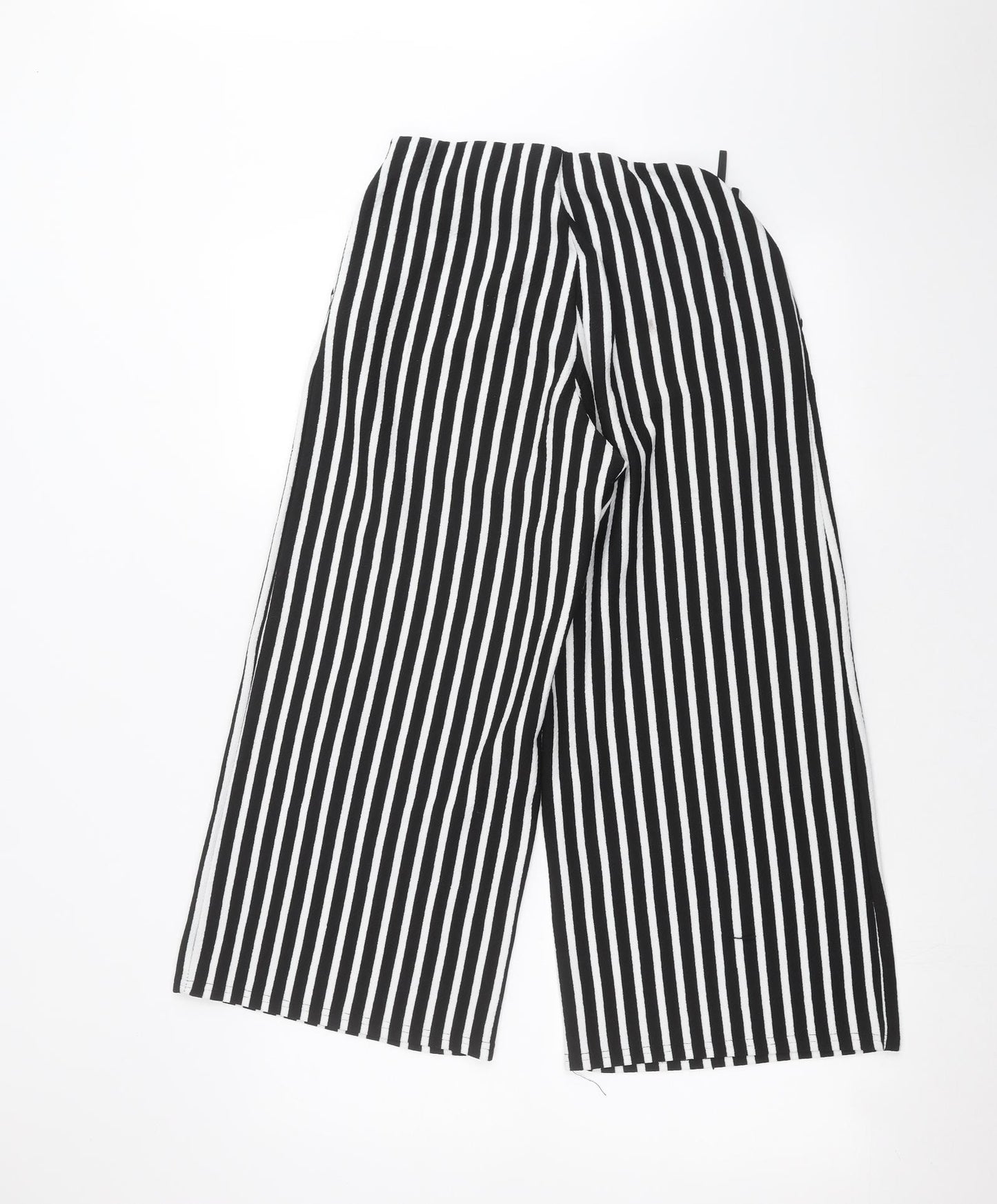 Primark Womens White Striped  Cropped Trousers Size 10 L21 in