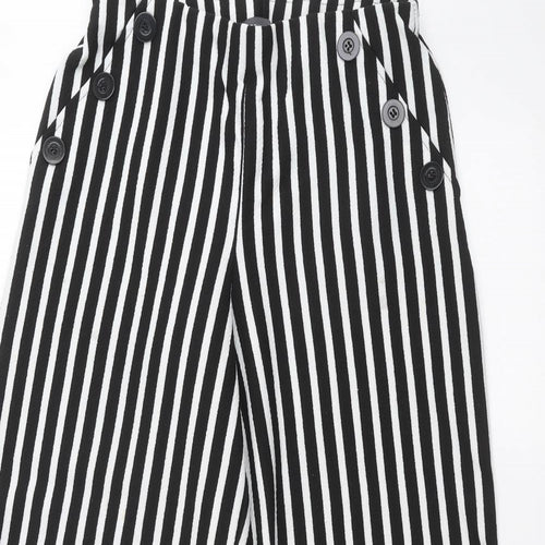 Primark Womens White Striped  Cropped Trousers Size 10 L21 in