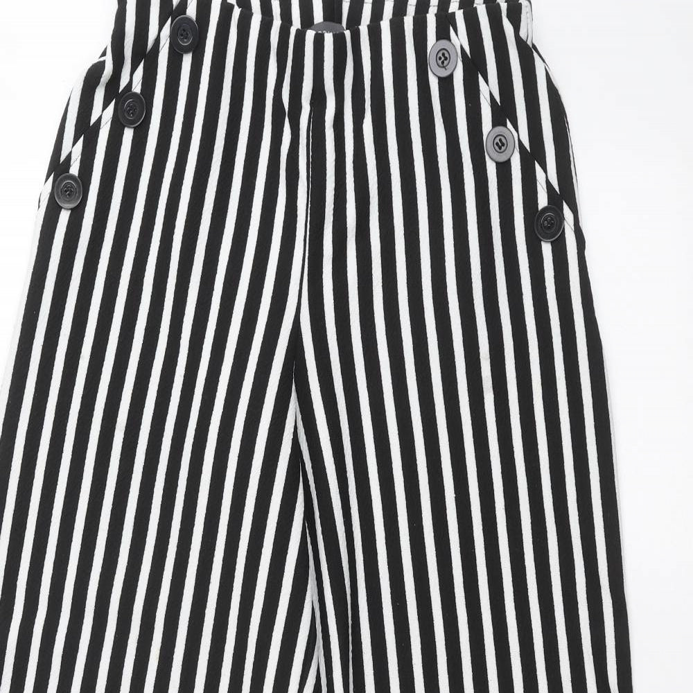 Primark Womens White Striped  Cropped Trousers Size 10 L21 in