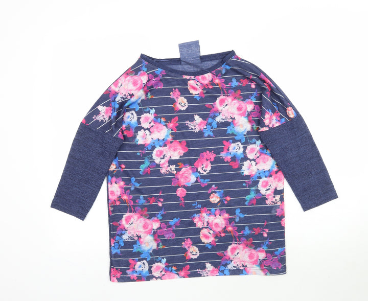 Atmosphere Womens Blue Floral  Basic T-Shirt Size 6