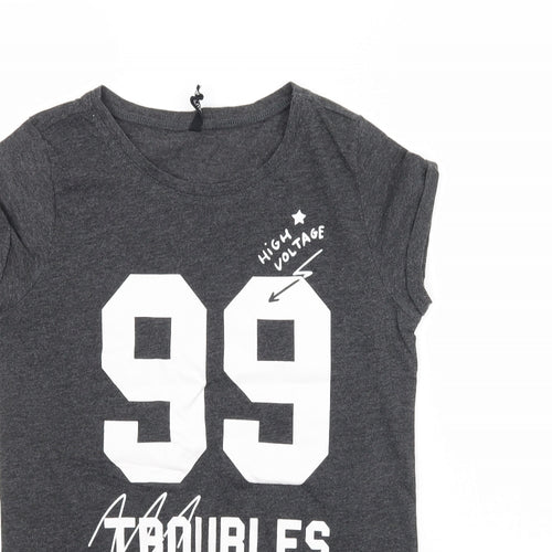 Sinsay Womens Grey   Basic T-Shirt Size S  - 99 Troubles