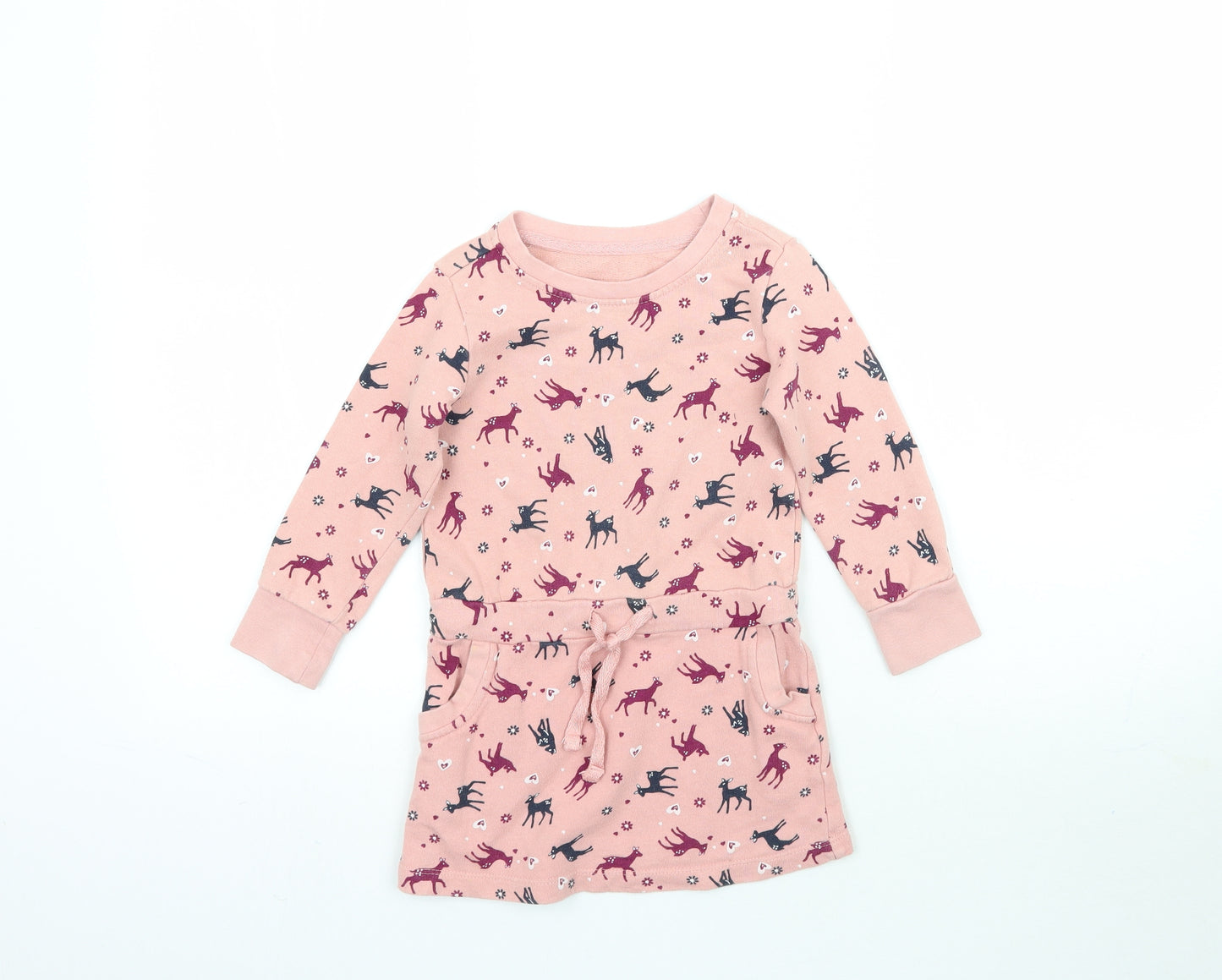 Lily & Dan Girls Pink   A-Line  Size 3-4 Years  - Deer & Love heart