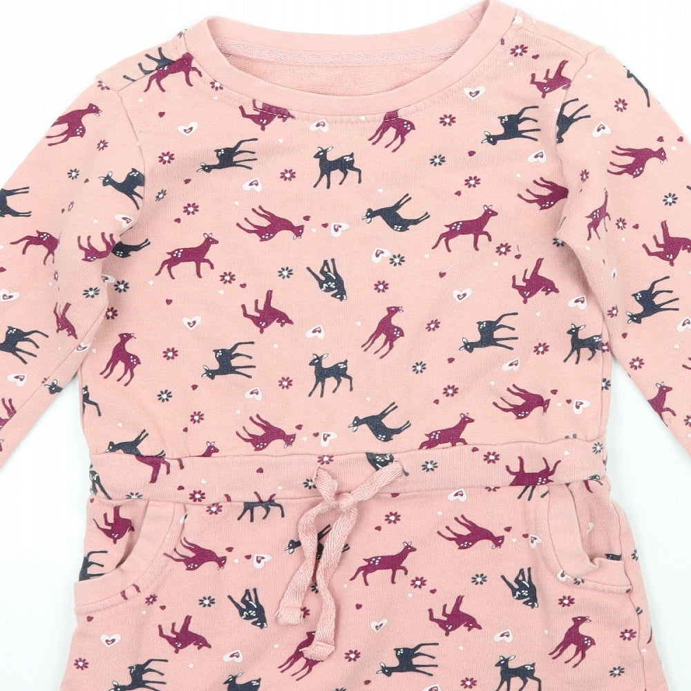 Lily & Dan Girls Pink   A-Line  Size 3-4 Years  - Deer & Love heart