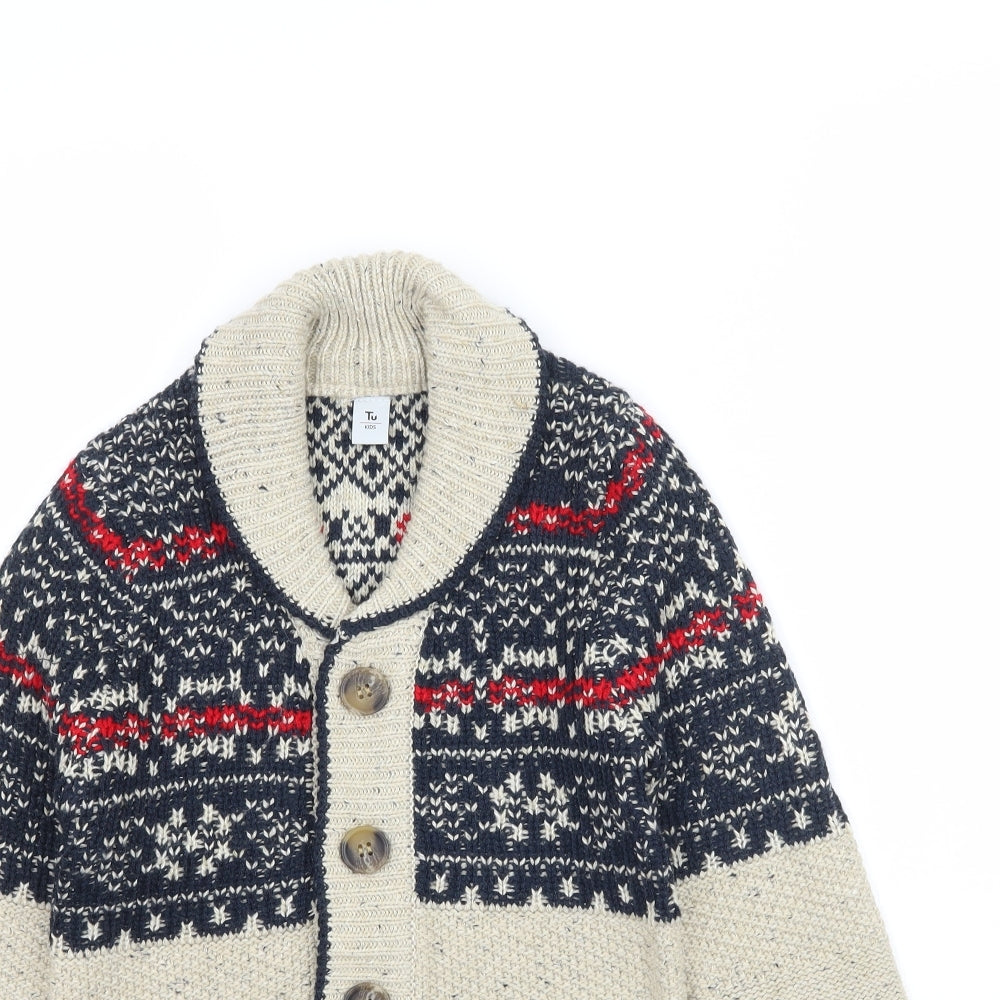 TU Boys Multicoloured Floral Knit Cape Jumper Size 8 Years