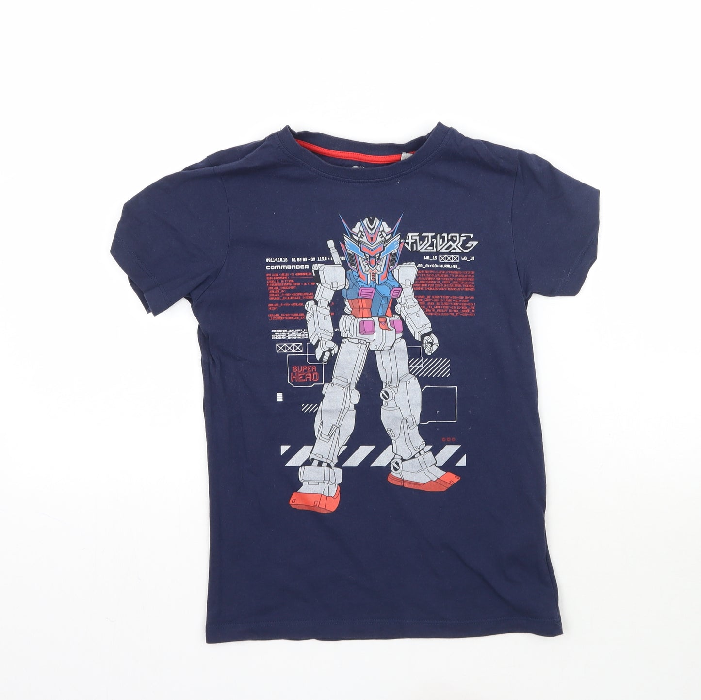 Blue Zoo Boys Blue   Basic T-Shirt Size 8-9 Years  - Robot