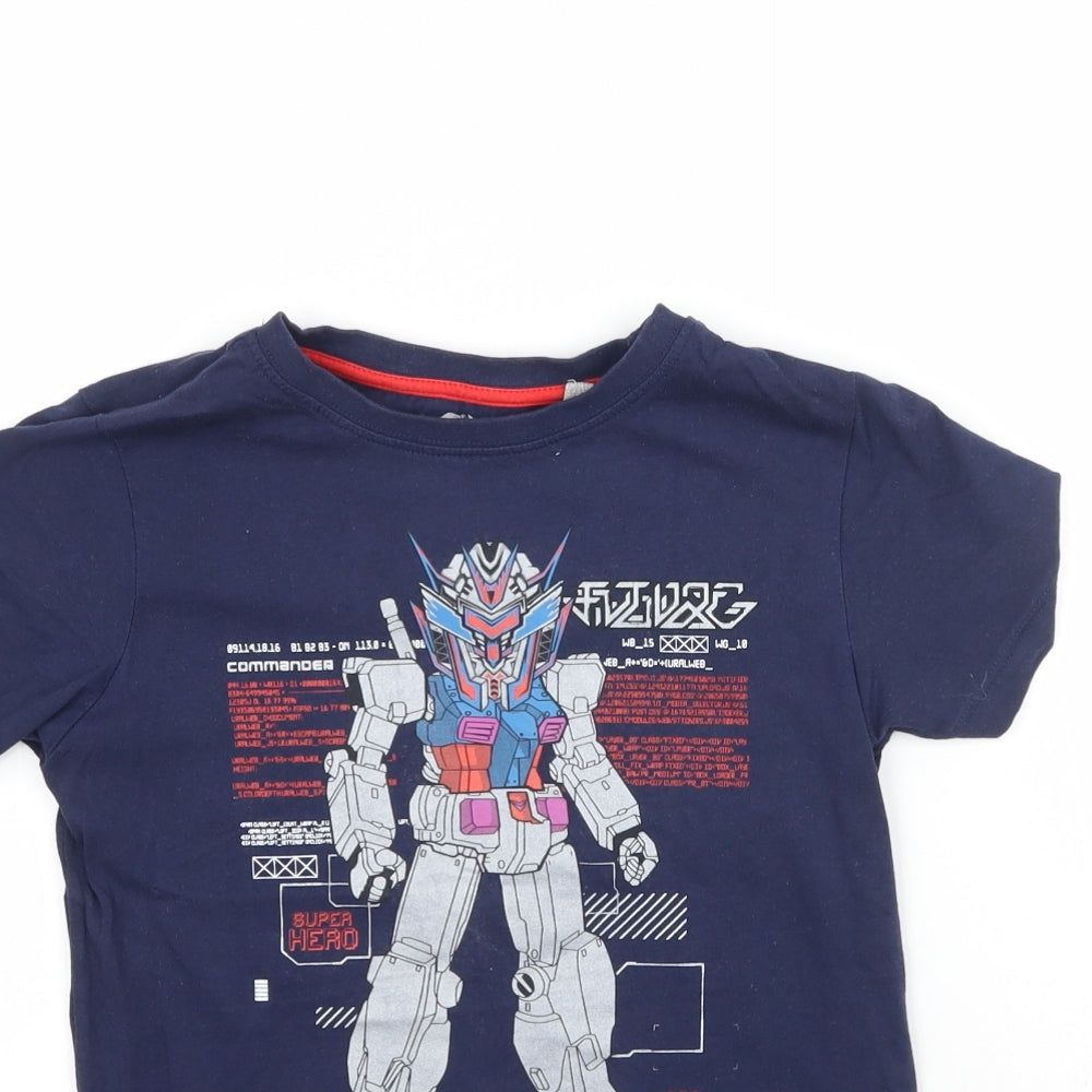 Blue Zoo Boys Blue   Basic T-Shirt Size 8-9 Years  - Robot