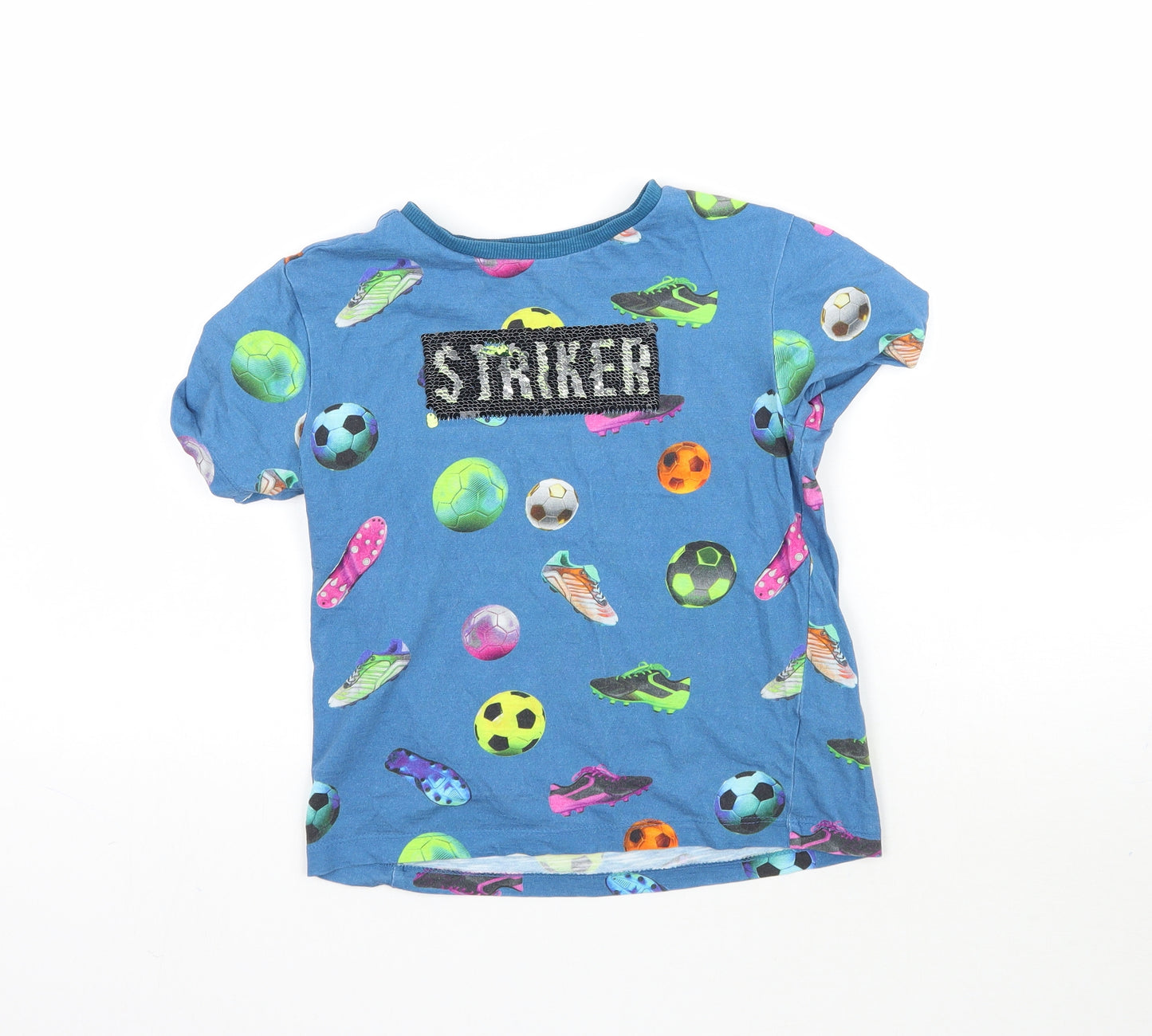 NEXT Boys Blue   Basic T-Shirt Size 7 Years  - Striker Football Print
