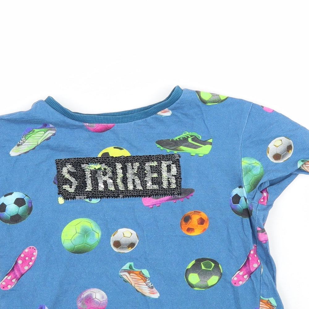 NEXT Boys Blue   Basic T-Shirt Size 7 Years  - Striker Football Print