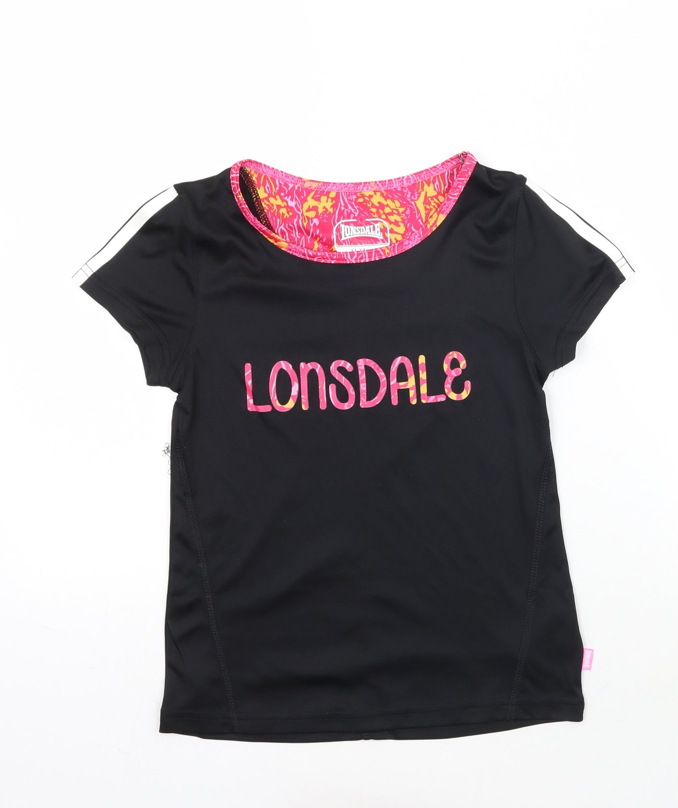 Lonsdale Girls Black   Basic T-Shirt Size 11-12 Years