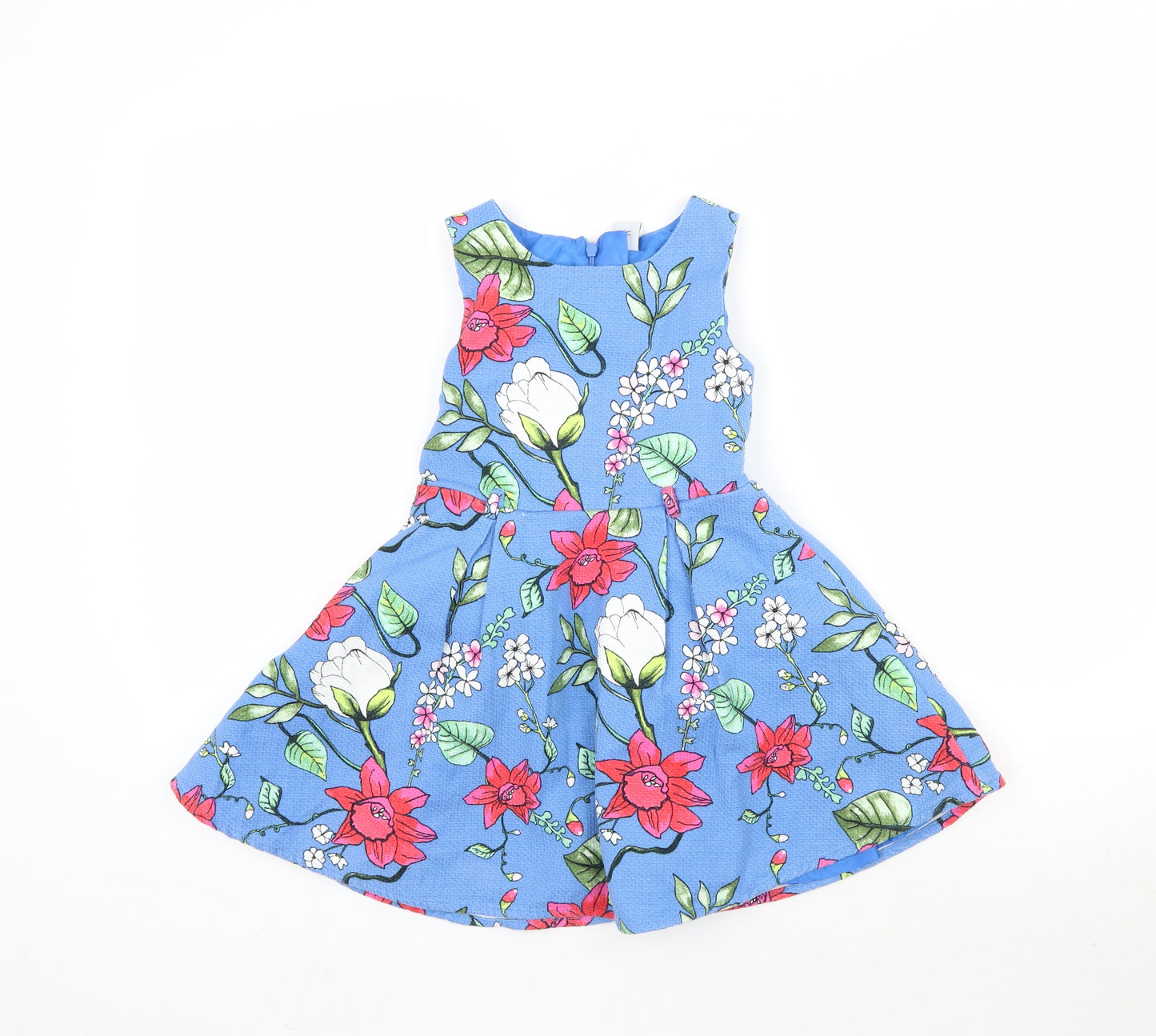 TU Girls Blue Floral  Fit & Flare  Size 5 Years