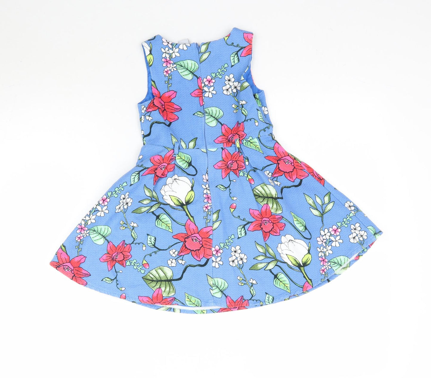 TU Girls Blue Floral  Fit & Flare  Size 5 Years