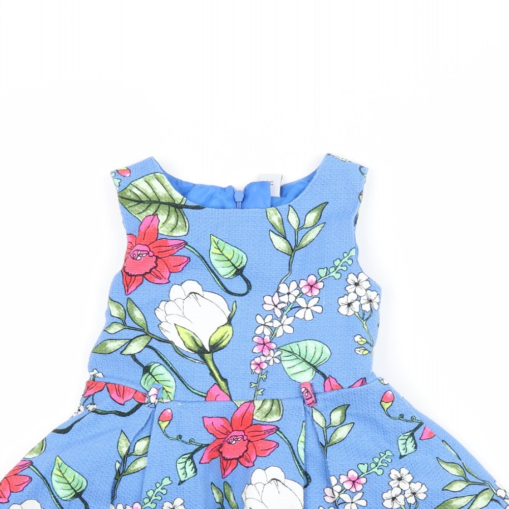 TU Girls Blue Floral  Fit & Flare  Size 5 Years