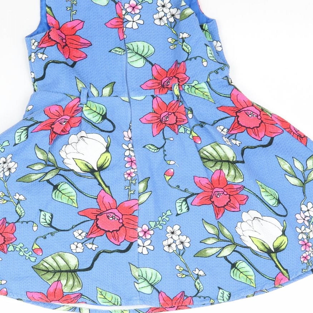 TU Girls Blue Floral  Fit & Flare  Size 5 Years