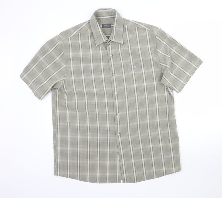 Wolsey Mens Green Plaid Button-Up Size L - Grey / Green