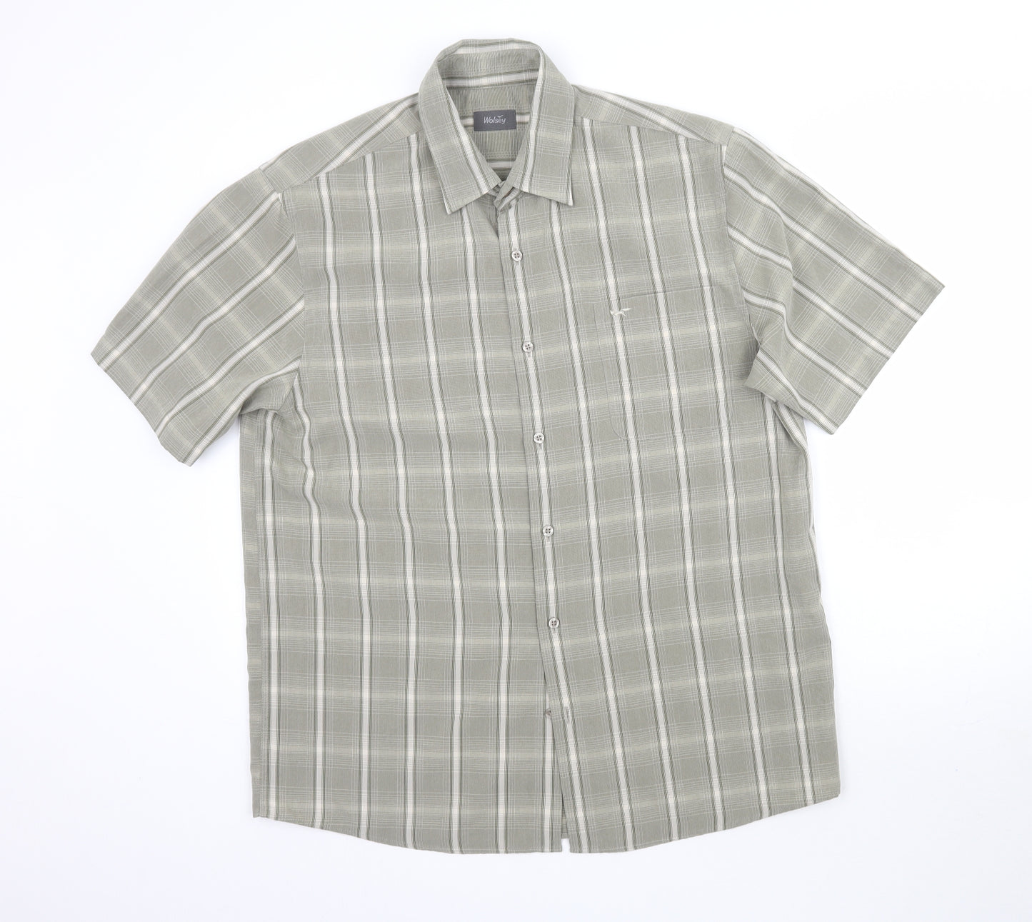 Wolsey Mens Green Plaid   Button-Up Size L  - Grey / Green