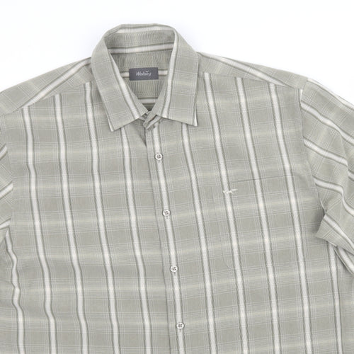 Wolsey Mens Green Plaid   Button-Up Size L  - Grey / Green