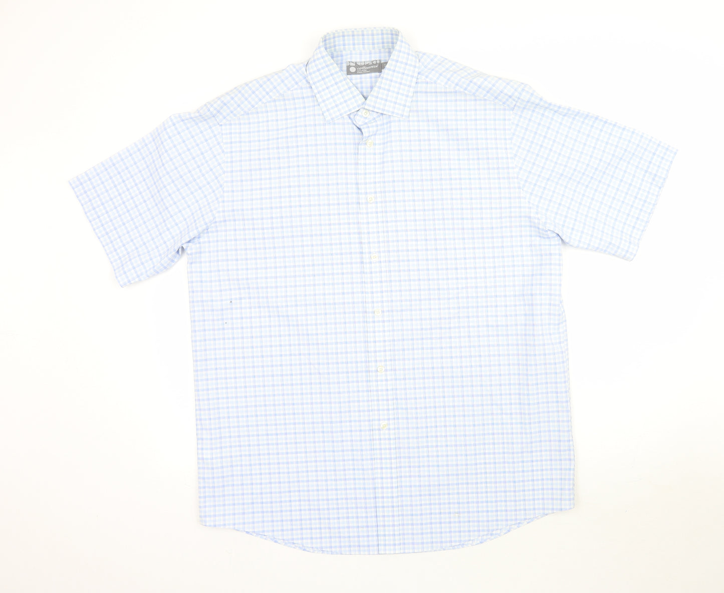 Marks and Spencer Mens Blue Plaid   Button-Up Size 16