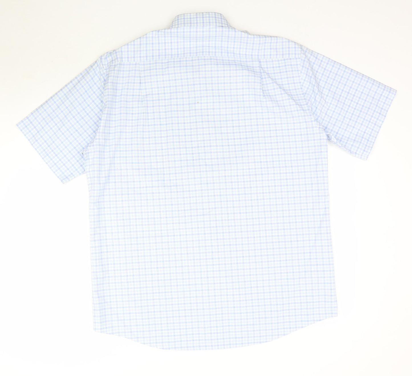 Marks and Spencer Mens Blue Plaid   Button-Up Size 16