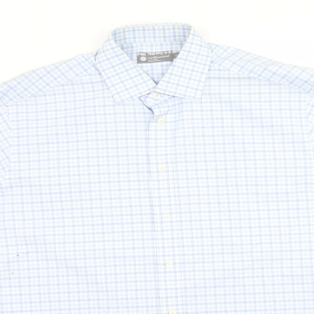 Marks and Spencer Mens Blue Plaid   Button-Up Size 16