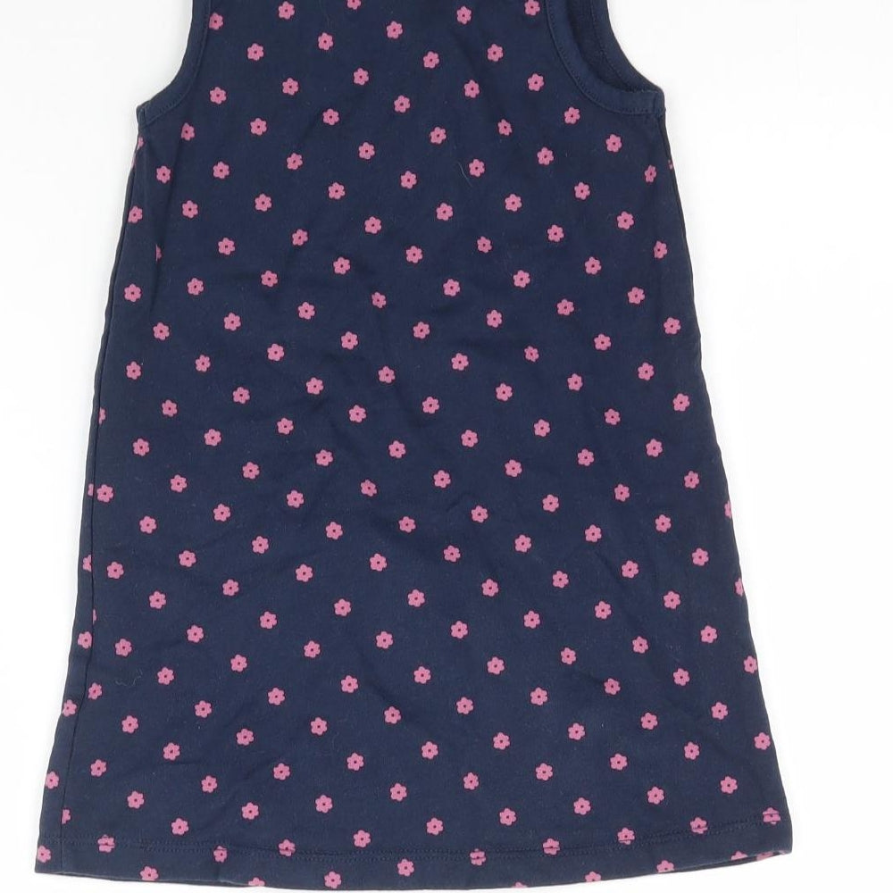 Blue Zoo Girls Blue Floral  Pinafore/Dungaree Dress  Size 9-12 Months  - Bunny Rabbit