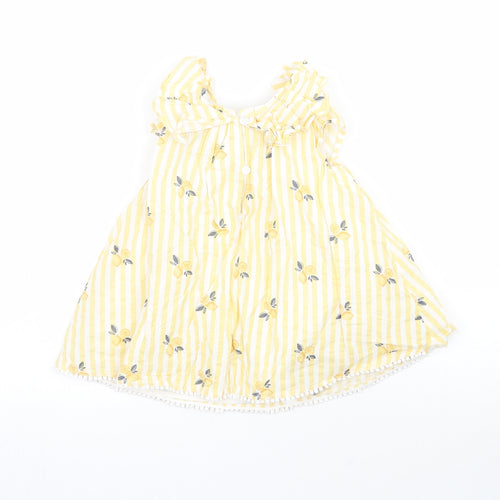 Cynthia Rowley Girls Yellow Striped  Basic Blouse Size 12-18 Months