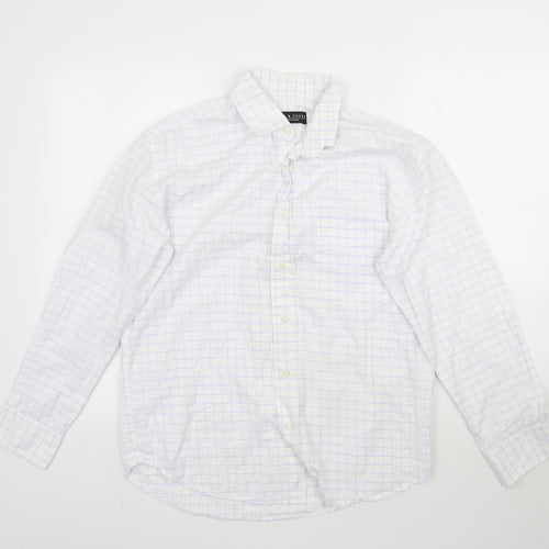 Smith & Jones Mens White Plaid   Button-Up Size M  - Check Pattern