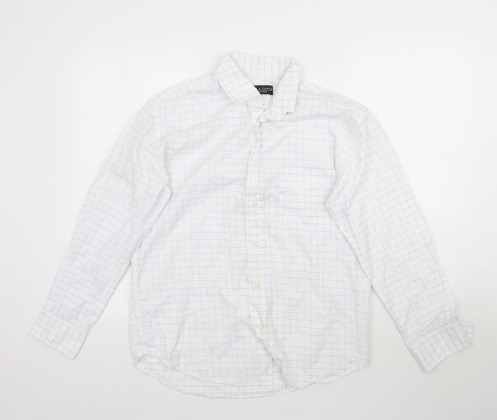 Smith & Jones Mens White Plaid Button-Up Size M - Check Pattern