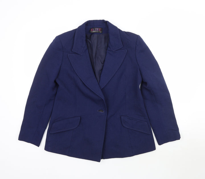 Elgee Womens Blue Jacket Blazer Size M