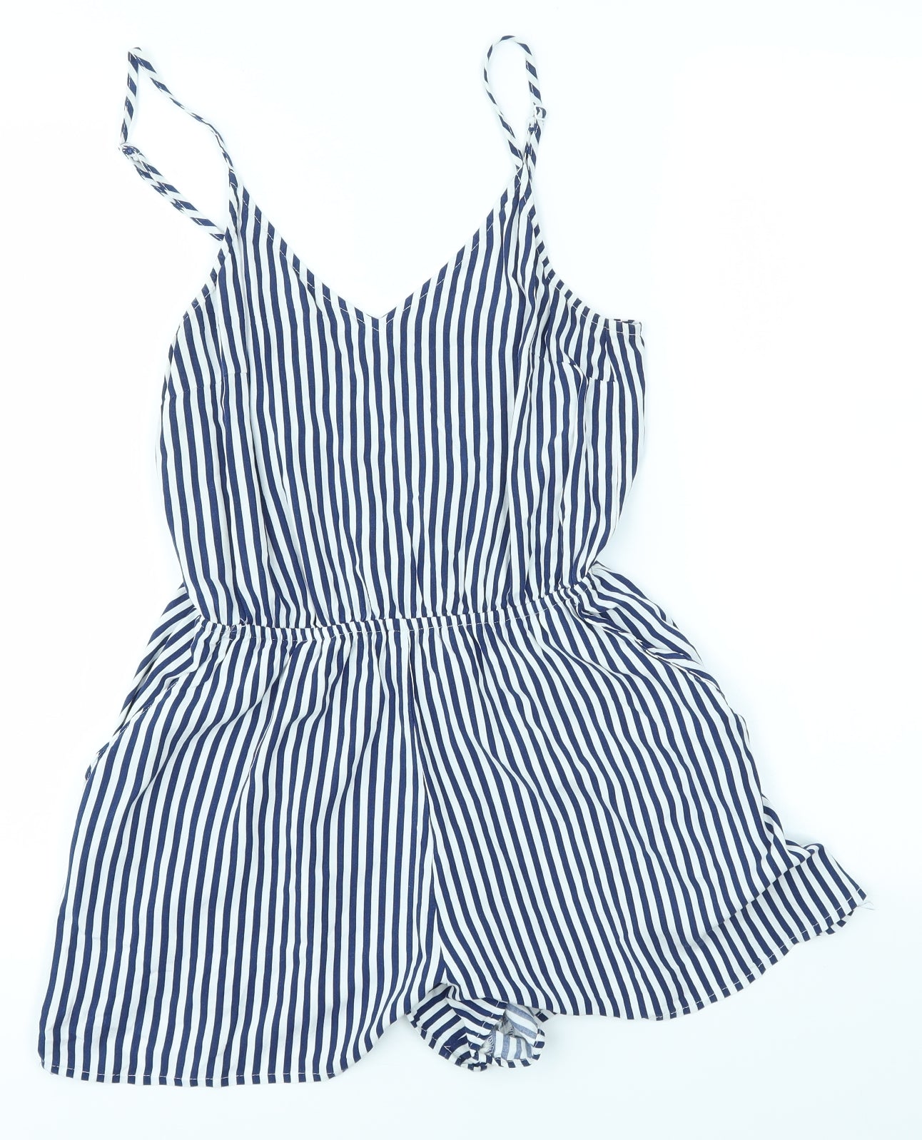 H&M Womens Blue Striped  Playsuit One-Piece Size 8