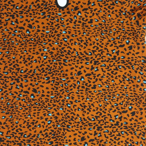 PEP & CO Womens Orange Animal Print  Basic Blouse Size 14