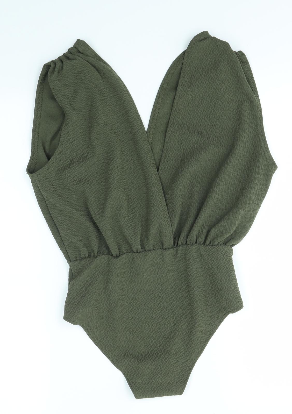 Boohoo Womens Green   Bodysuit One-Piece Size 8
