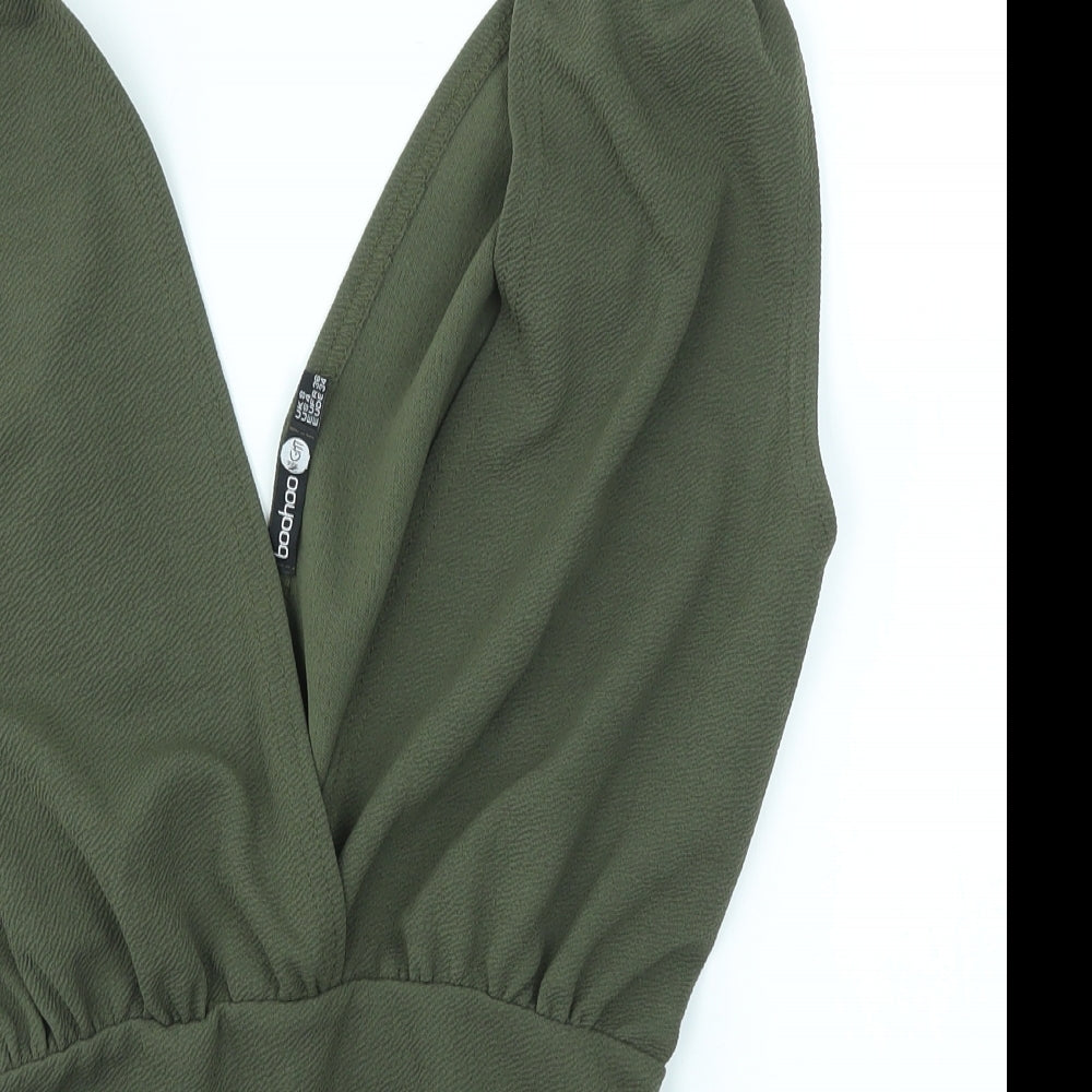 Boohoo Womens Green   Bodysuit One-Piece Size 8