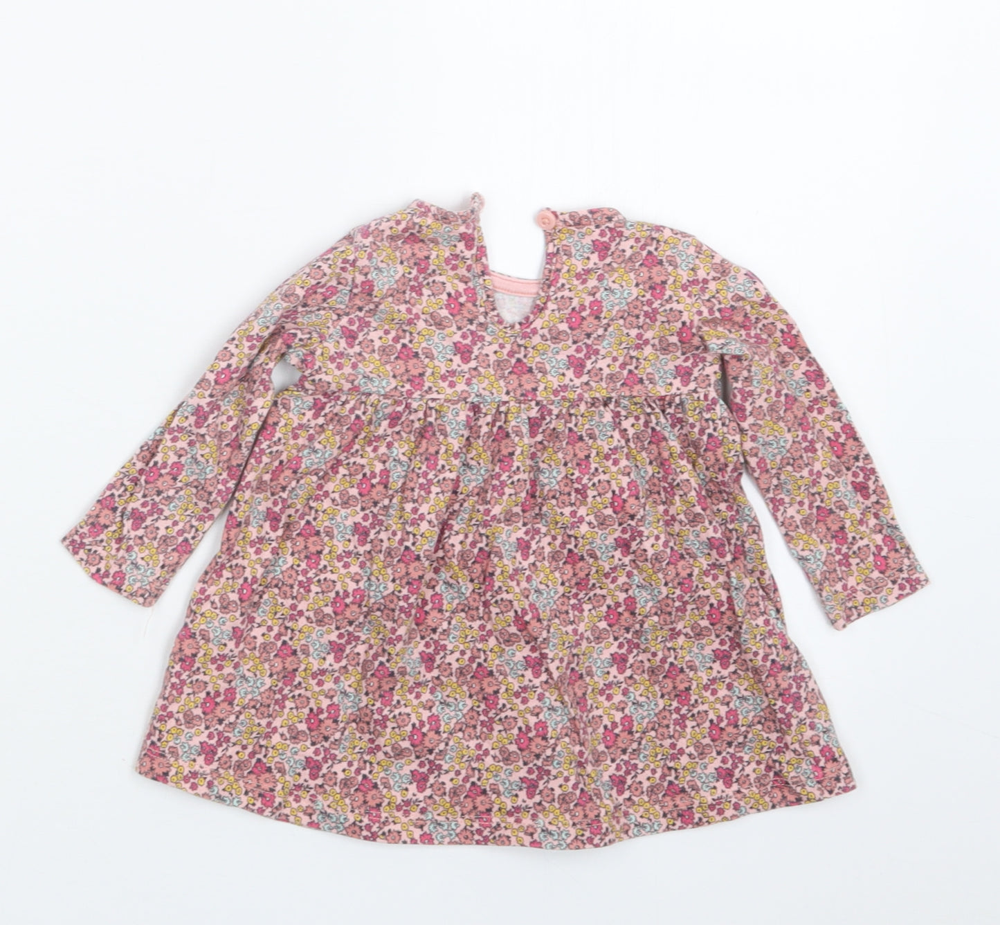 F&F Girls Pink Floral  T-Shirt Dress  Size 3-6 Months