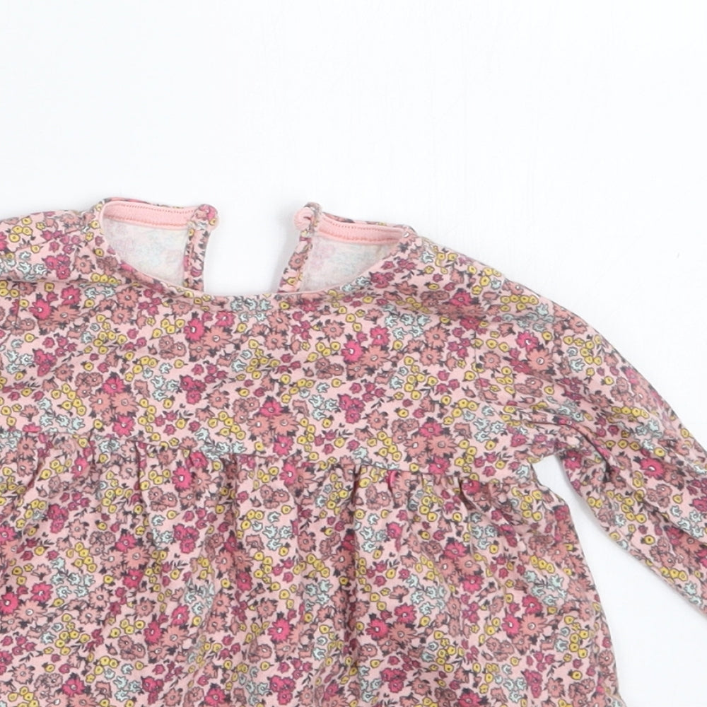 F&F Girls Pink Floral  T-Shirt Dress  Size 3-6 Months