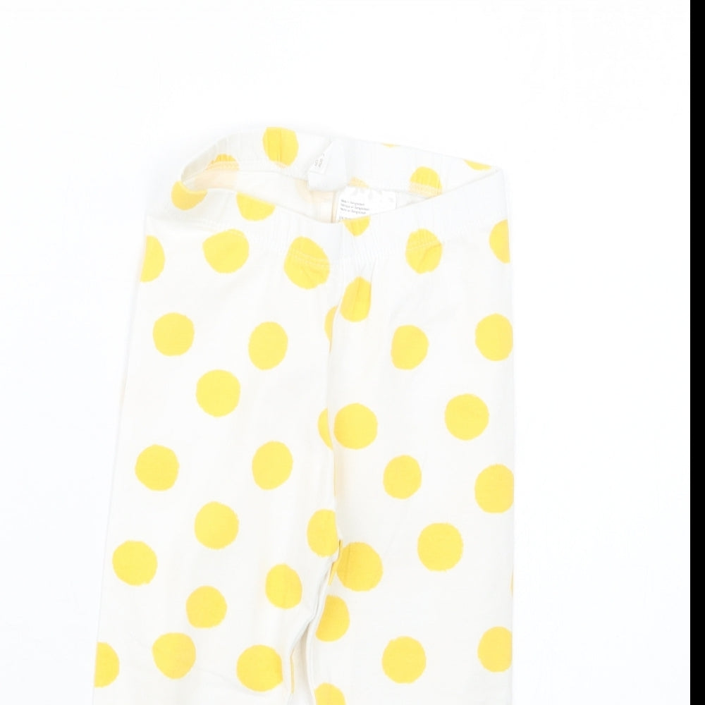 H&M Girls Yellow Polka Dot  Capri Trousers Size 24 Months