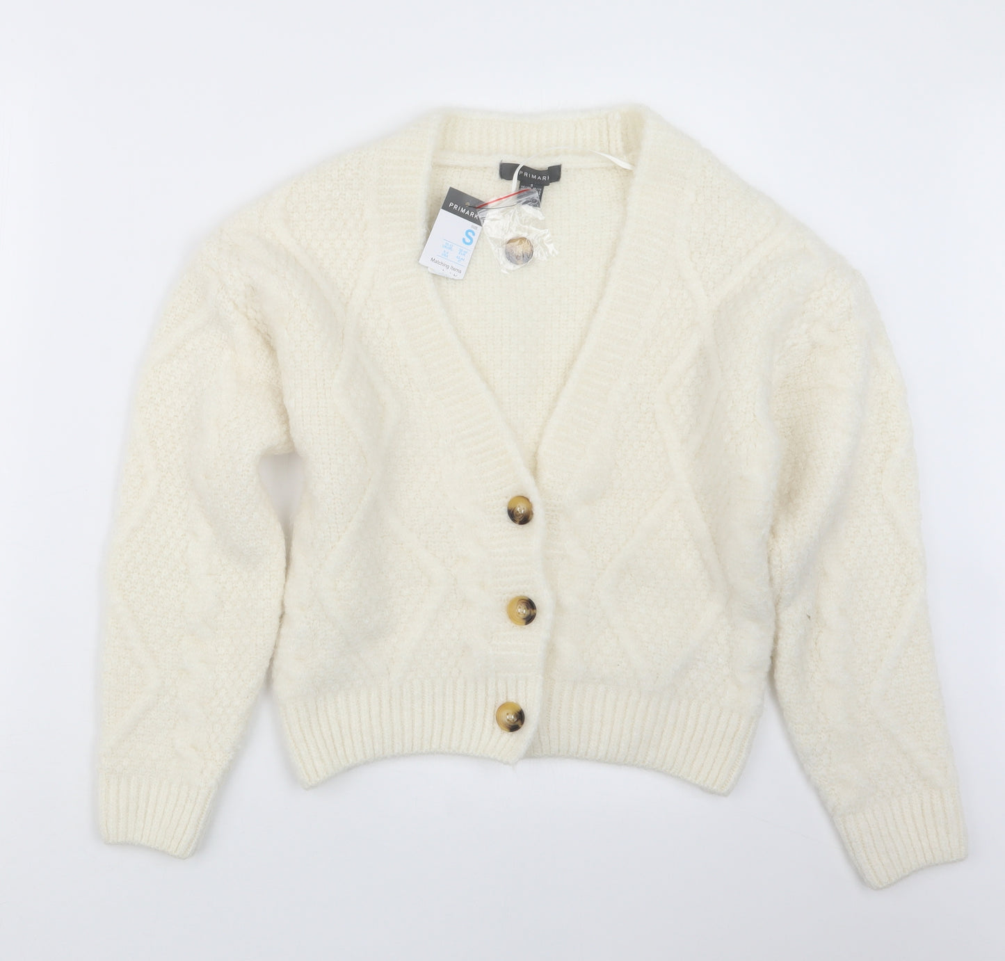 Primark Womens Ivory  Knit Cardigan Jumper Size 10