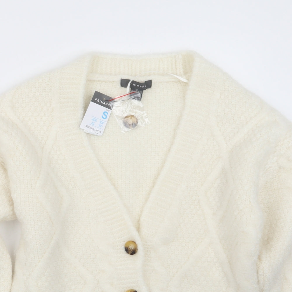 Primark Womens Ivory  Knit Cardigan Jumper Size 10