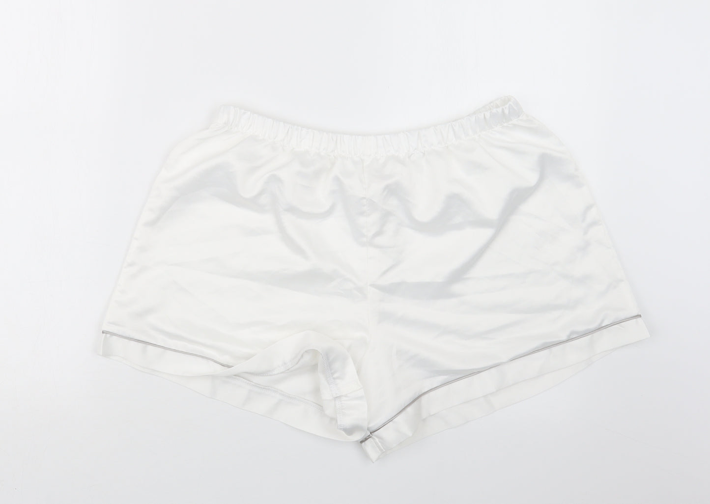 Team Bride Womens White Geometric Satin Capri Sleep Shorts Size L